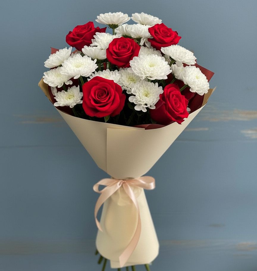 Букет цветов из: Розы и Хризантемы в Тарасовском