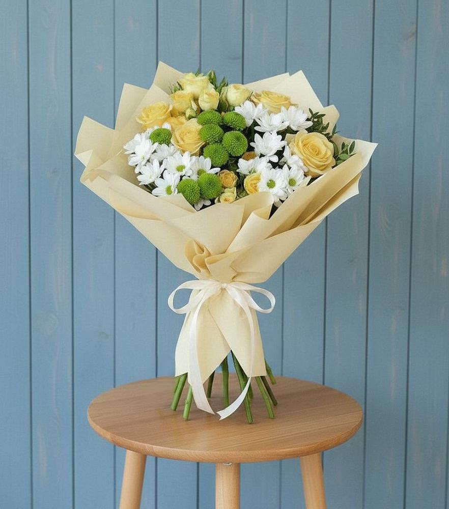 Букет цветов из: Хризантемы и Розы в Тарасовском