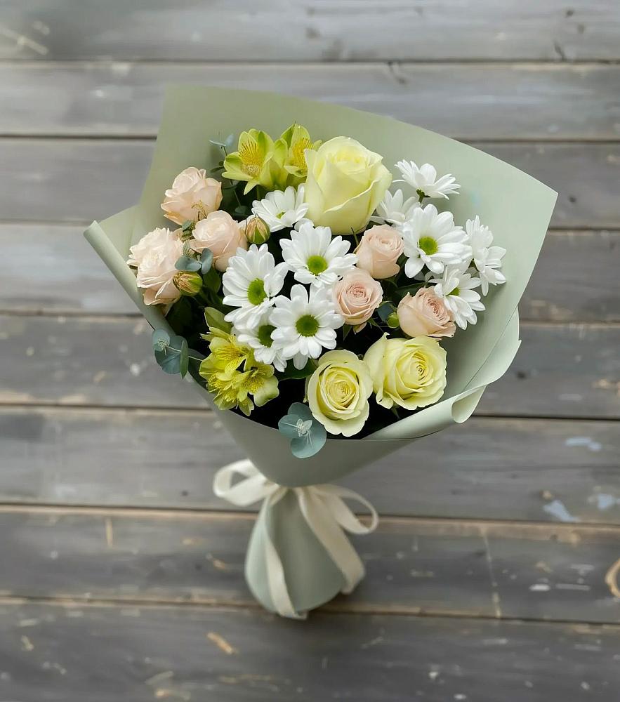Букет цветов из: Альстромерии, Розы и Хризантемы в Тарасовском