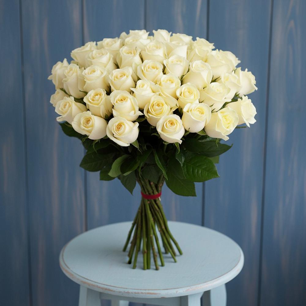 Букет 51 Белая роза Эдлесс Лав в Тарасовском