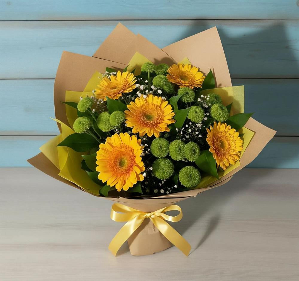 Букет цветов из: Герберы и Хризантемы в Тарасовском