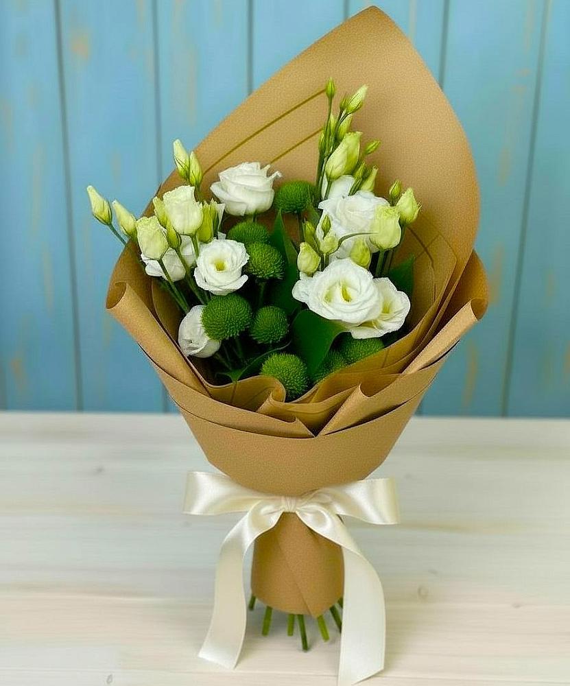 Букет цветов из: Хризантемы и Лизиантусы в Тарасовском