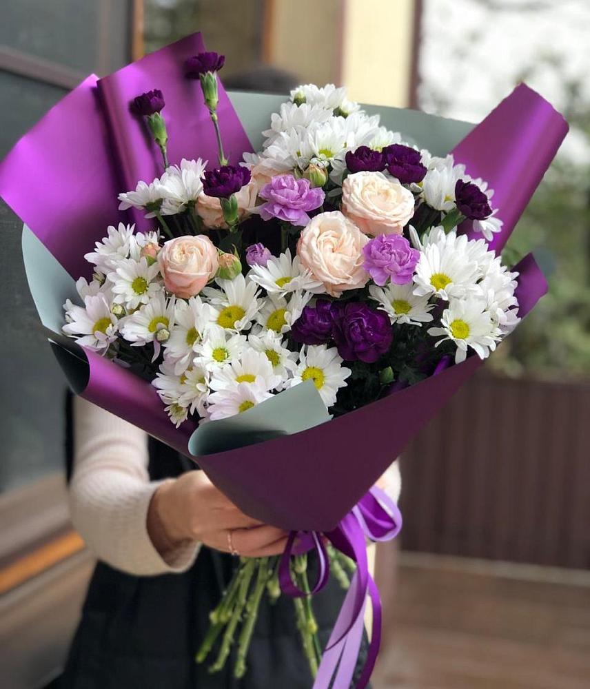 Букет цветов из: Хризантемы, Гвоздики и Розы в Тарасовском