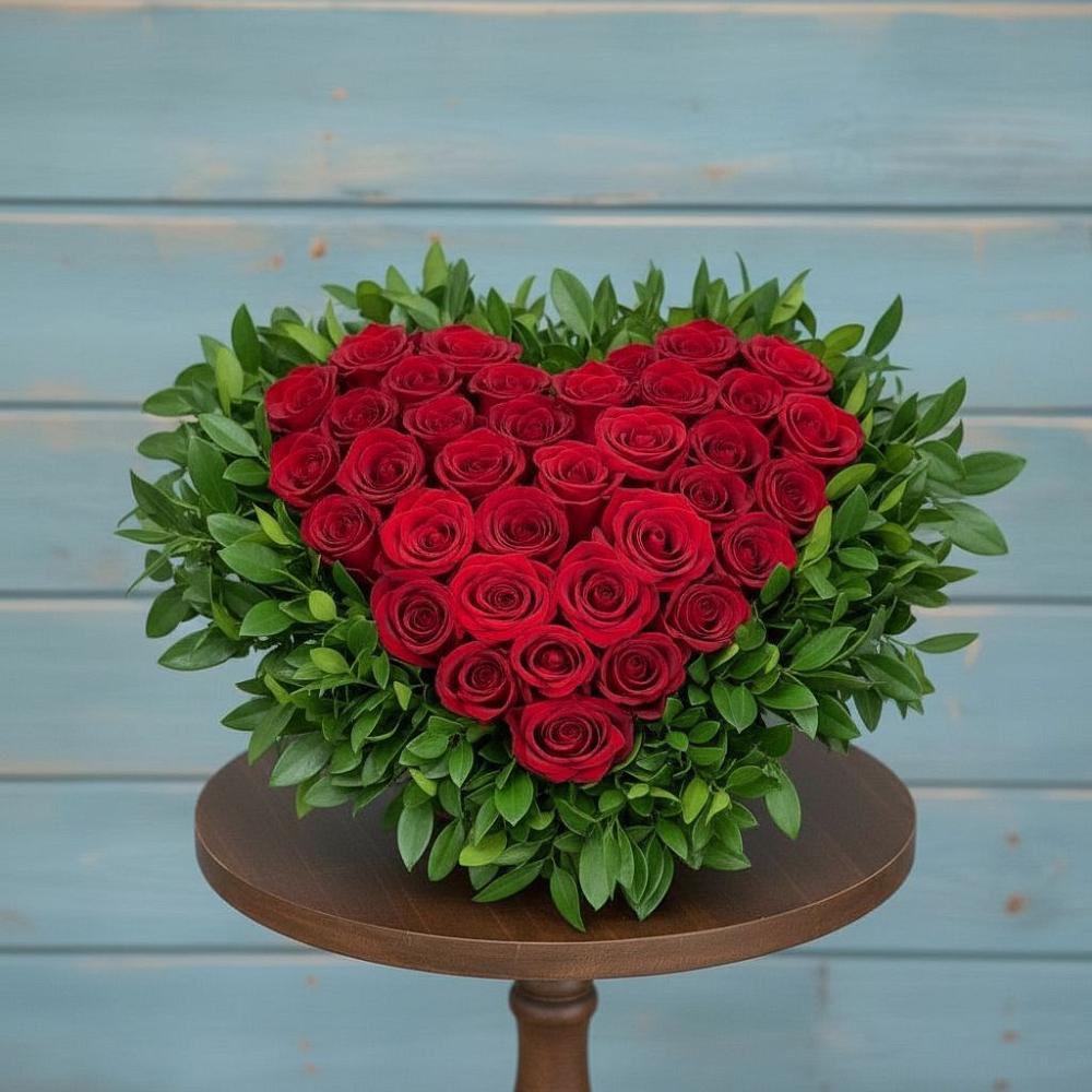 Цветочная композиция из Розы в виде сердца в Тарасовском