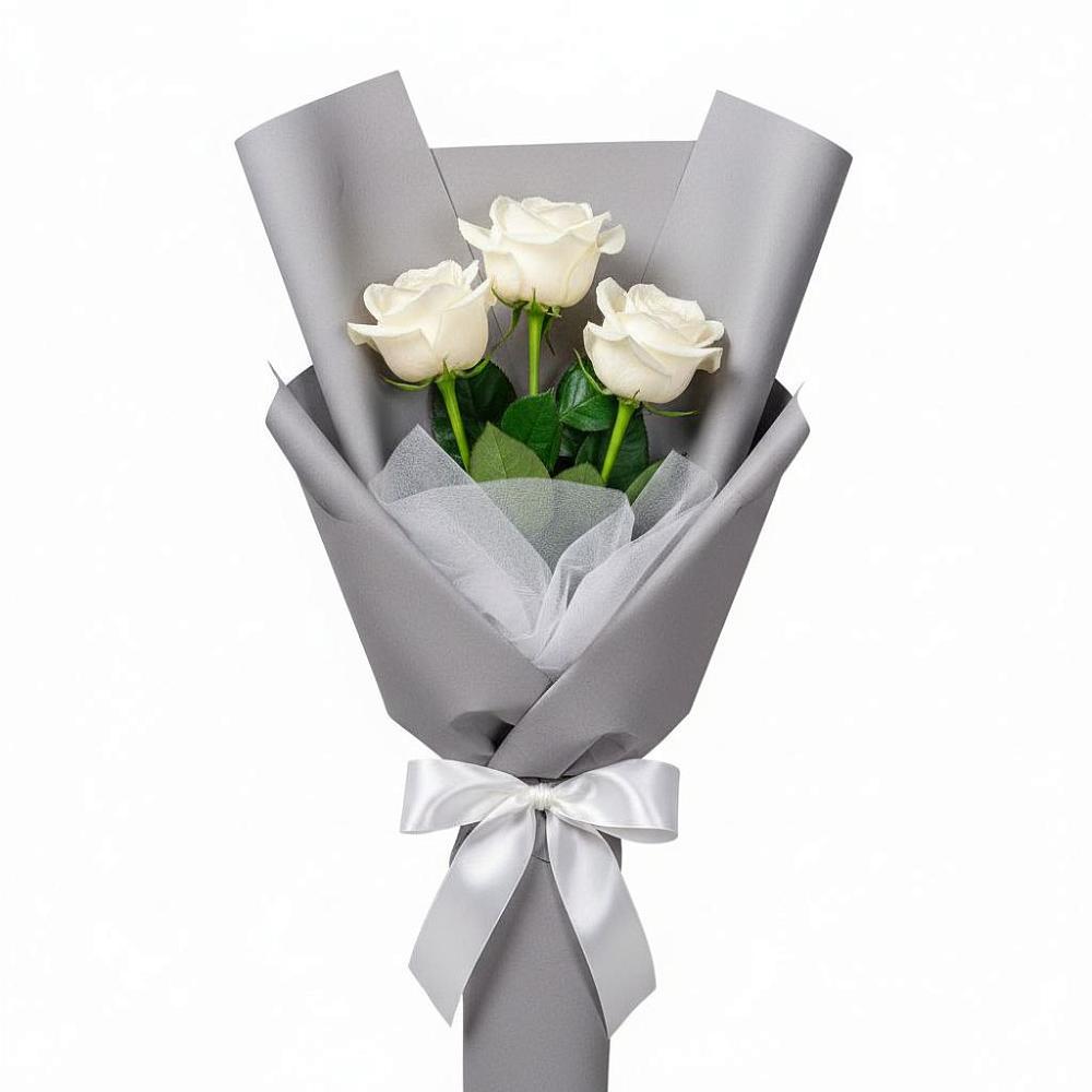 Букет 3 белые розы в Тарасовском