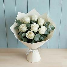 Букет Белые розы в Эвкалипте #REPLACE_PRED# Тарасовском