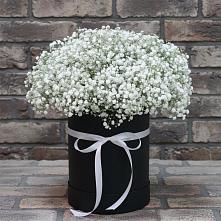 Цветочная композиция из Гипсофила в шляпной коробке в Тарасовском