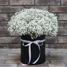 Цветочная композиция из Гипсофила в шляпной коробке в Тарасовском