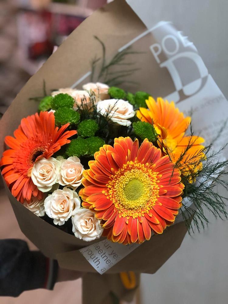Букет цветов из: Герберы, Хризантемы и Розы в Тарасовском