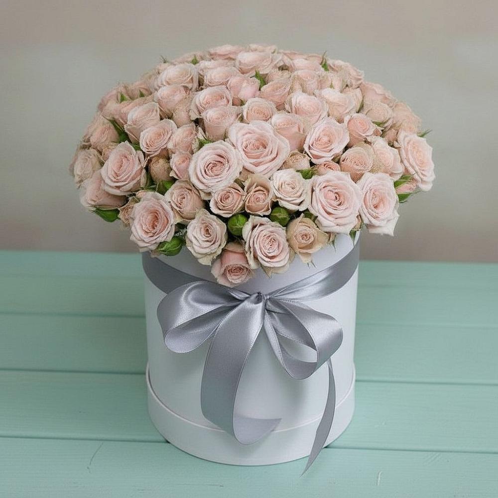 Цветочная композиция из Розы в шляпной коробке в Тарасовском